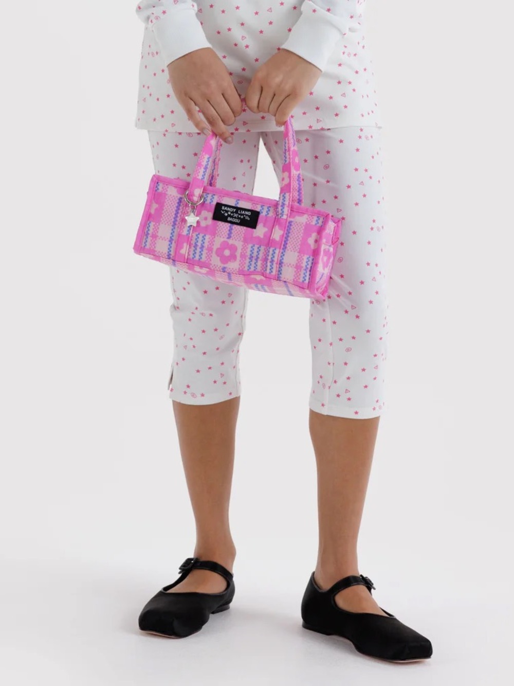 Baggu x Sandy Liang Mini Nylon Market Bag in Market Plaid Pink New with Tags NWT - Picture 5 of 11